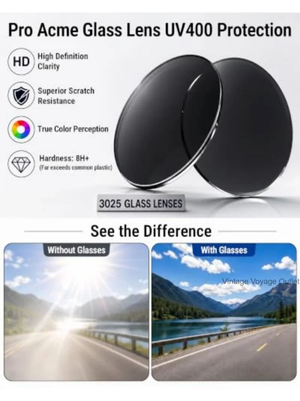 Aviator Sunglasses for Men Women, Real Glass Lens Metal Frame UV400 Classic